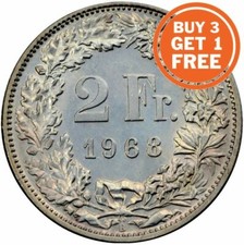 2 Swiss Franc Coin Choice of Dates 1874 to 2019 Switzerland