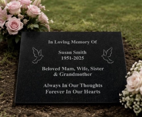 Engraved granite grave marker - granite,