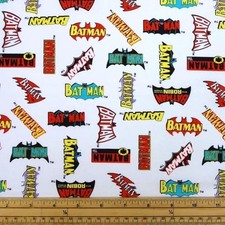 Batman DC Comic Cotton Fabric Logo History - White 112cm Cotton Fabric Sewing