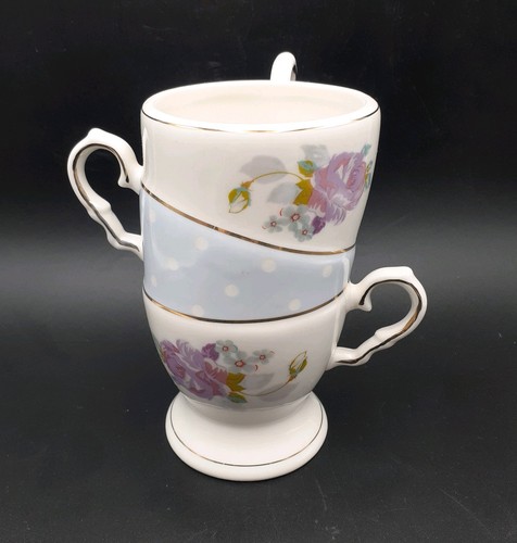 Vintage stacked teacups - vase, 3