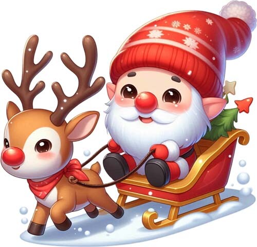 Christmas santa gnome reindeer - christmas,