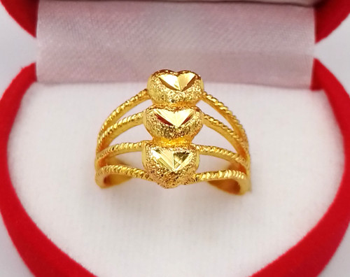 Heart gold ring - heart, 22k
