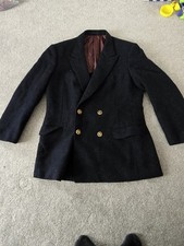 Harris Tweed Jacke Vintage Mens Wool Navy Tailored Coat - with Japanese writing