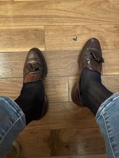 ALLEN EDMONDS Men's UK Size 10 Brown Leather Maxfield Formal Loafer Shoes Used 