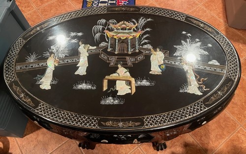 Chinese black lacquer oval - black,