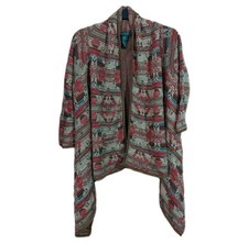 Ralph Lauren Southwestern Navajo Silk Linen Cotton Poncho Wrap Waterfall S/M