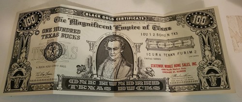 1952 black gold - gold, $100