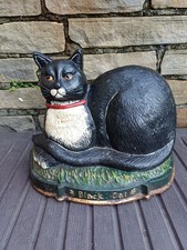 Large Black and White Cat Doorstop Cast Iron Door Stop