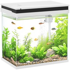 PawHut 26L Small Fish Tank with Filter System, LED Lights, Water Pump, White