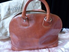 Pratesi ladies handbag chestnut leather briefcase bag vintage Italian