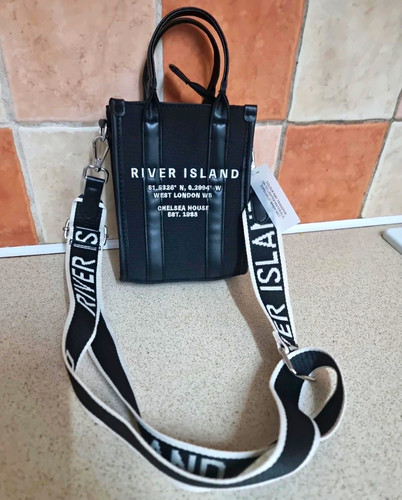 River island black logo - black, canvas