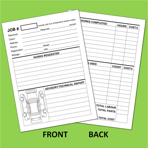 Repair job cards garage - repair,