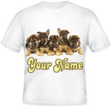  GIRLS BOYS Kids Personalised German Shepherd Puppy Dog T Shirt Great Gift