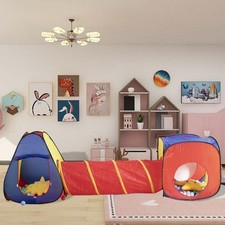 3 PIECE PLAY TENT SET KIDS POP UP CRAWL TUNNEL DEN KIDS TOY INDOOR OUTDOOR