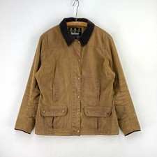 Barbour Shaped Utility Wax Jacket Womens 16 Tan Brown Classic Country Coat