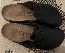 BIRKENSTOCK BOSTON CLOG BLACK SUEDE SIZE UK 4.5  EU 37 NARROW FIT