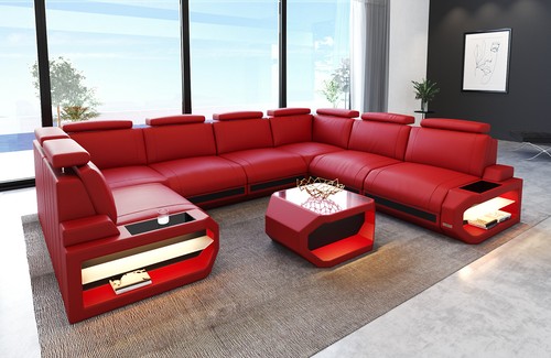Sofa living area red black