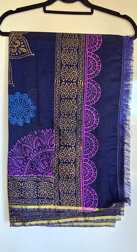 Block print cotton saree - cotton,