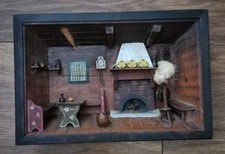 Handmade Vintage Cottage House Scene Unusual Gift Hangs On Wall