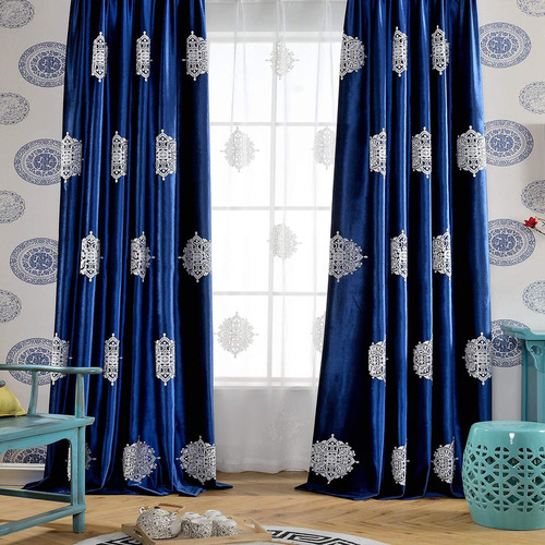 Vogol vintage dark blue velvet - blue,