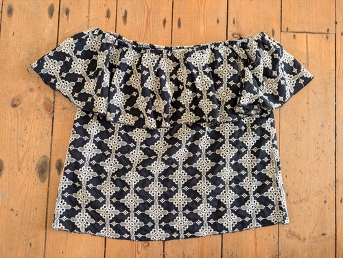 Navy blue white - white, broderie