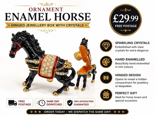 Ornament enamel horse - enamel, hinged