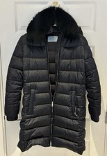 PRADA Puffa Coat Women's Size 48 Dark Navy Blue Detachable Hood