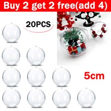 20x 5cm Christmas Balls Baubles Tree Clear Plastic Sphere Fillable Xmas Ornament