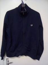 Fred Perry Ladies M  Zip Up Tracksuit Top Navy Polyester Pit 19inc Tb 14inc