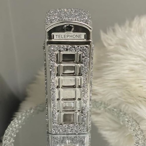 Phone booth sparkle ornament - phone,