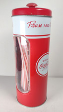 Coca-Cola Tin Straw Dispenser from 2012. 24cm Tall. Coca-cola Collectables