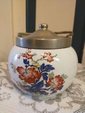 Vintage Ceramic & EPNS Biscuit Barrel - NEWPORT POTTERY BURSLEM - 1930s Antique