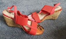 Brand New Vibrant Coral Elasticated Wedge Sandals Size 4 UK/37 EU
