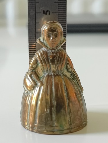 Vintage brass bell woman a - in,