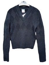 Ladies Argyle Mid Knit V Neck