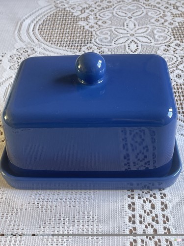 Cobalt blue ceramic butter - ceramic,