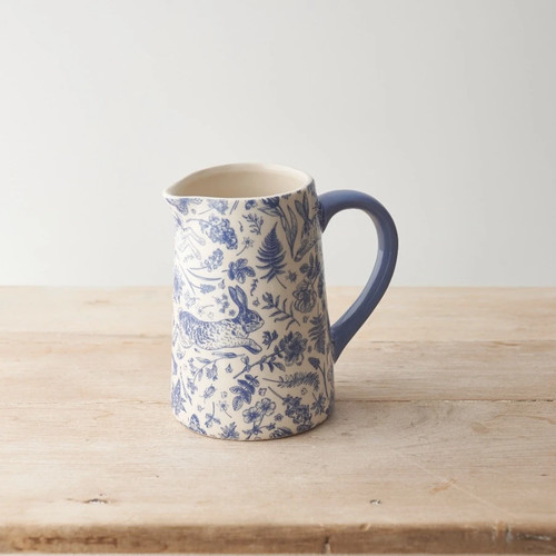 Blue hare floral - floral, jug
