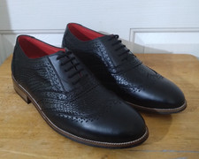 New Mens Handcrafted Black Leather Lace Up Mens Wingtip Oxford Shoes UK-7