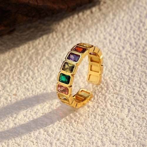 Gold rainbow gemstone - ring, |