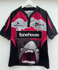 Sharks Olorun Rugby Shirt Short Sleeve Black Pink Mens Large L