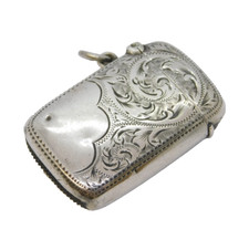 Victorian Sterling Silver Floral Pattern Vesta Case Antique 1901 Birmingham