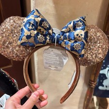 Disney.Parks Minnie Ears Pirates of The Caribbean Gold Sequined Headband 2024