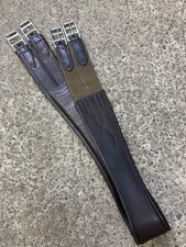 Brown leather 115cm elasticated padded girth (used)