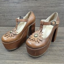 Red Or Dead Rod Flower Pot Size UK 7 Brown Platform High Heel Strap Shoes Rare 