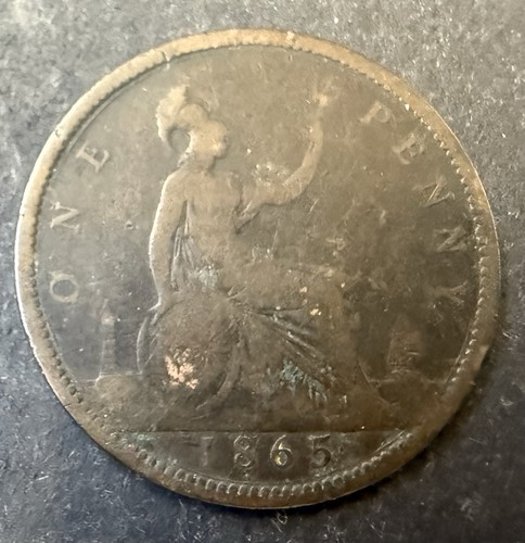1865 penny coin predecimal - 1865, uk