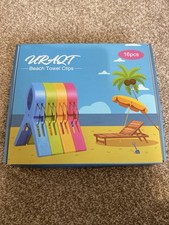 16x Beach Towel Clips - Multi Coloured - Towel Clips