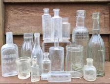 15x antique chemist bottles - chemist,