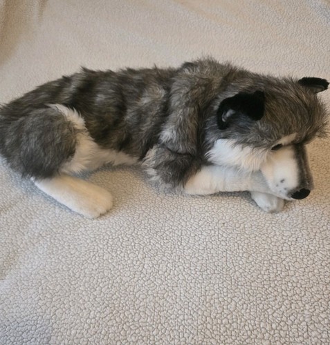 Grey white plush - white, dog