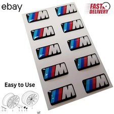 10X BMW M SPORT ALLOY WHEEL BADGE STICKER EMBLEM DECAL BMW 17MM X 9MM.