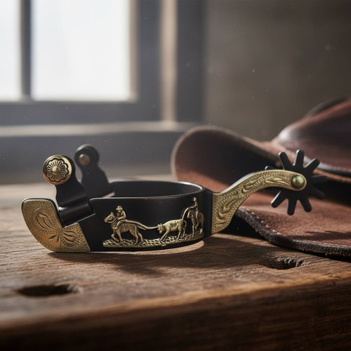 Cowboy boot spur - boot, brass